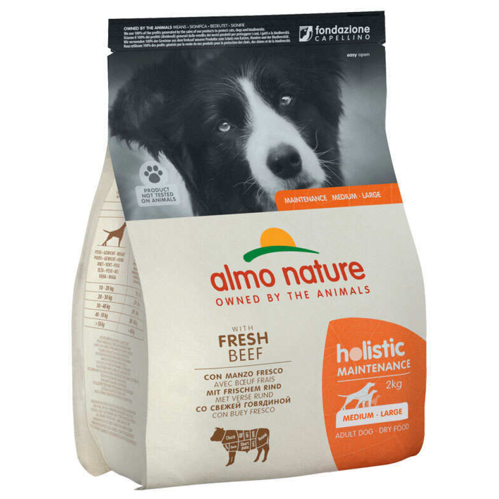 Сухой корм для взрослых собак средних и крупных пород Almo Nature Holistic Dog M-L (со свежей говядиной) - 2 кг