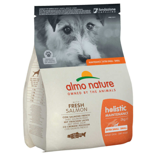 Сухий корм для  дорослих собак маленьких порід Almo Nature Holistic Dog XS-S (зі свіжим лососем) - 2 кг