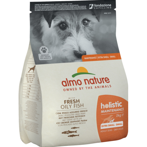Сухой корм для взрослых собак маленьких пород Almo Nature Holistic Dog XS-S (со свежей жирной рыбой) - 2 кг