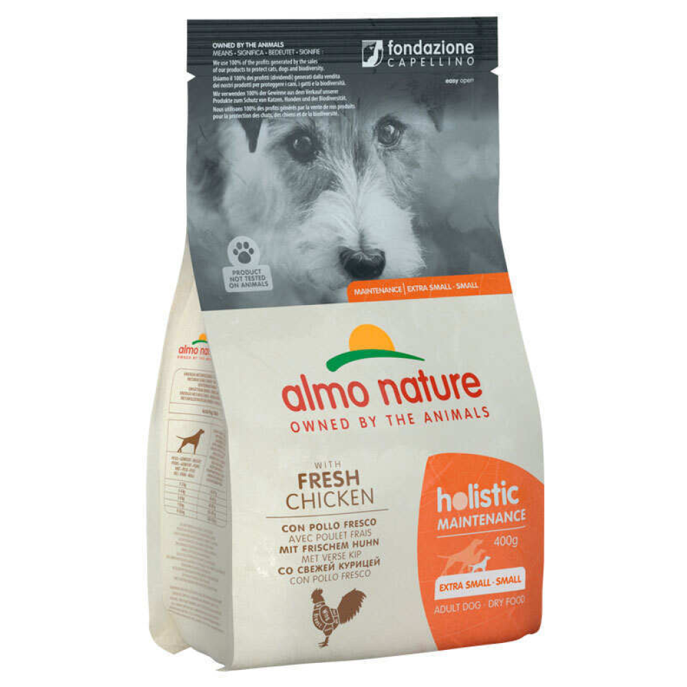 Сухой корм для взрослых собак маленьких пород Almo Nature Holistic Dog XS-S (со свежей курицей) - 0,4 кг