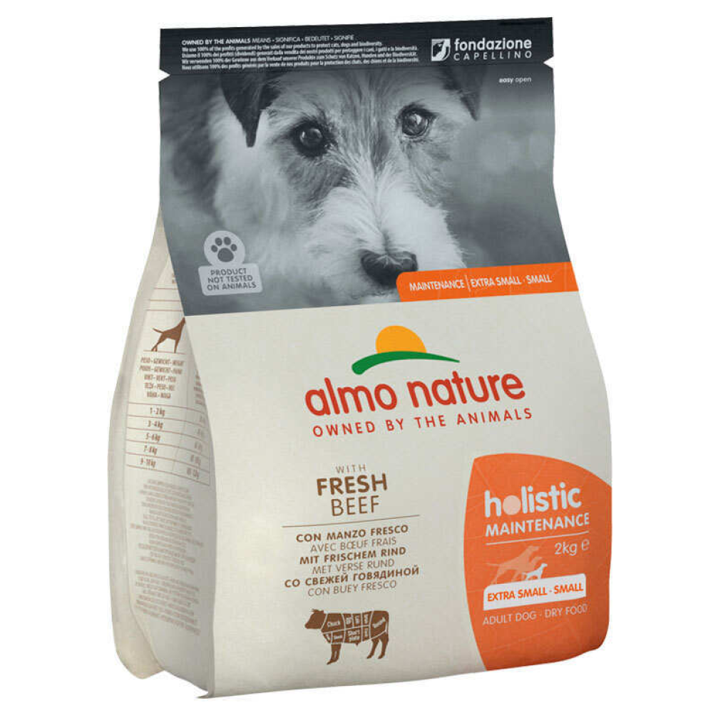 Сухой корм для взрослых собак маленьких пород Almo Nature Holistic Dog XS-S (со свежей говядиной) - 2 кг