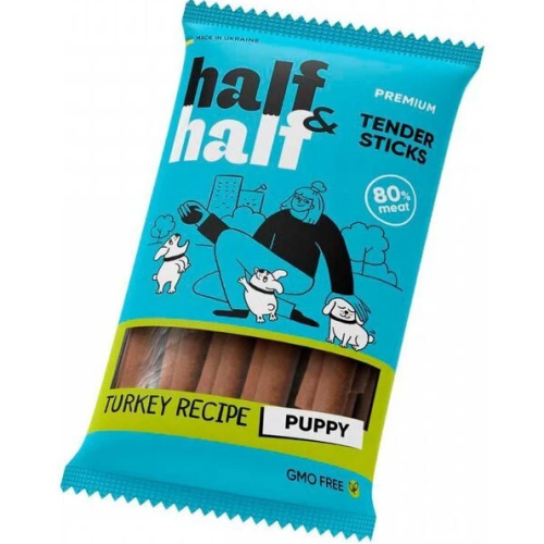 Дополнительный корм для щенков Half&Half (с индейкой) мясная палочка - 12г
