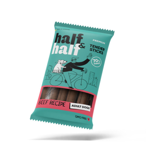 Дополнительный корм для собак Half&Half (с говядиной) мясная палочка - 12 г