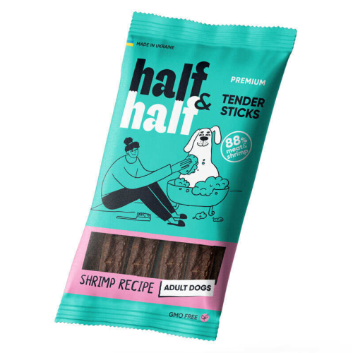 Дополнительный корм для собак Half&Half (с креветкой) мясная палочка - 100 г