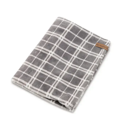 Плед для собак и кошек Pet Fashion Bliss 1плюш (серый клетчатый) - 70,5х55,5 см