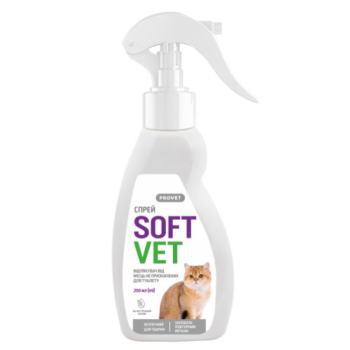 Спрей Provet SOFTVET отпугиватель от мест не предназначенных для туалета для кошек 250 мл Спрей Provet SOFTVET отпугиватель от мест не предназначенных для туалета для кошек 250 мл