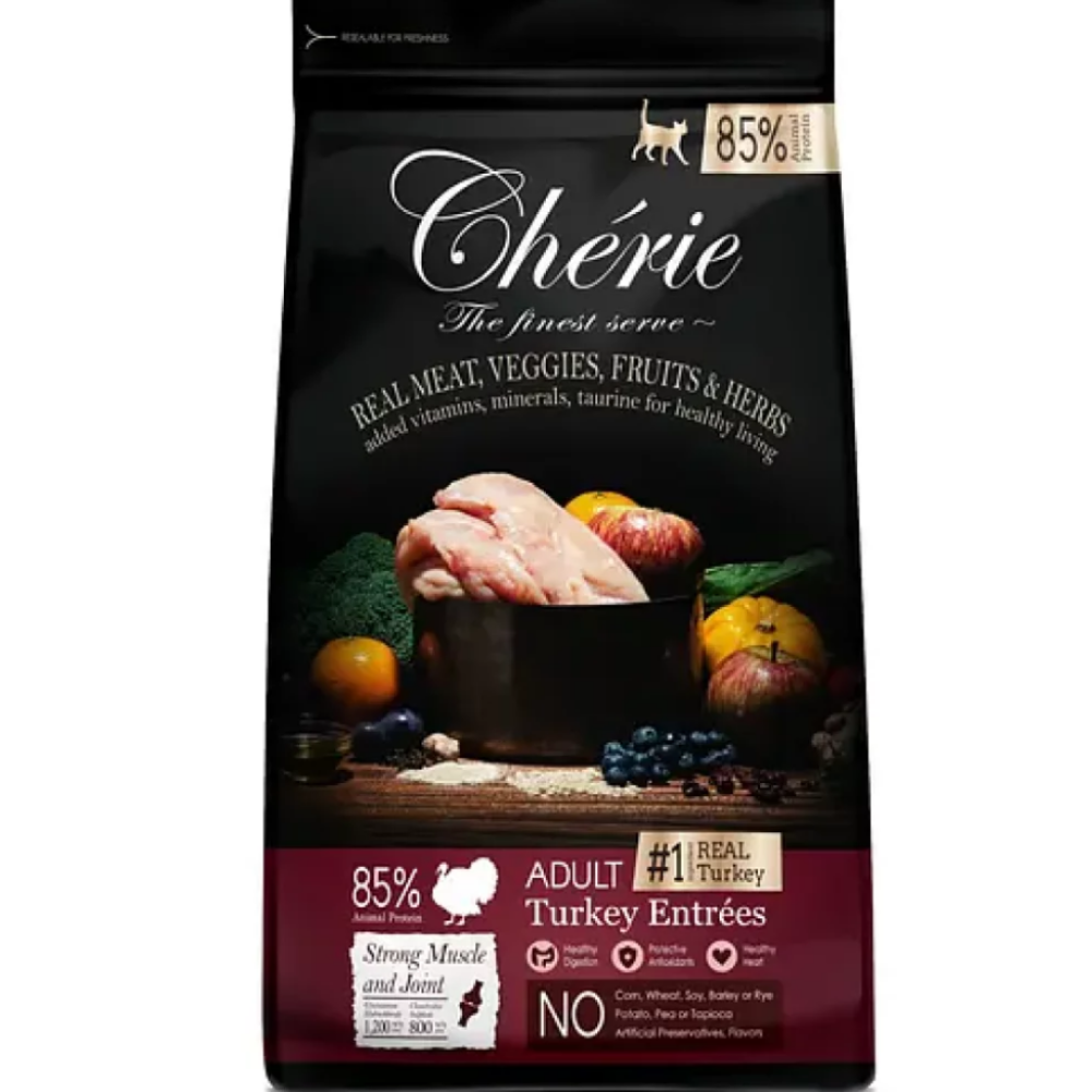 Повнораціонний сухий корм для дорослих котів Cherie Dry Food Strong Muscle & Joint- Adult Turkey Entrees, з індичкою - 5 кг
