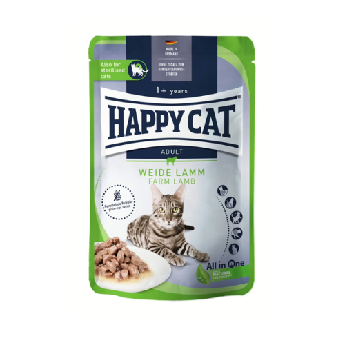 Вологий корм для котів HAPPY СAT Beutel Culinary Weiden Lamm (шматочкі в cоусі з ягням) пауч - 10х85 г
