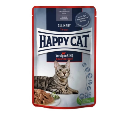 Вологий корм для котів HAPPY СAT Beutel Voralpen Rind (шматочкі в cоусі з яловичиною) пауч - 10х85 г