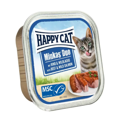 Вологий корм для котів HAPPY САТ Minkas Duo Rind + Lachs (паштет у соусі з яловичиною та диким лососем) - 100 г