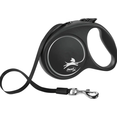 Рулетка-поводок для собак 15кг Flexi Black Design S (серебристый) лента -5 м