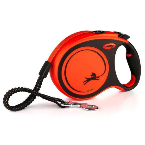 Рулетка-повідець для собак 55кг Flexi Xtreme L (чорний/помаранчевий) стрічка - 8 м
