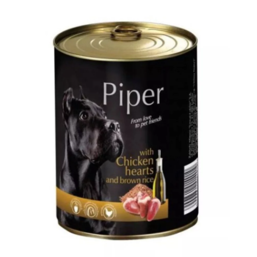 Влажный корм для собак "DN Piper" консервы с куриными сердцами и коричневым рисом 800гр,