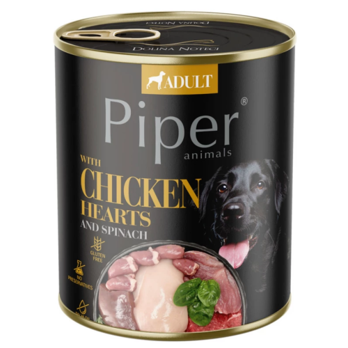 Вологий корм для собак "DN Piper" консерви з курячими сердцями і шпинатом 400гр