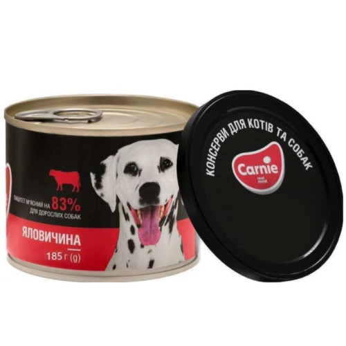 Влажный корм для взрослых собак Carnie паштет мясной с говядиной 185 г