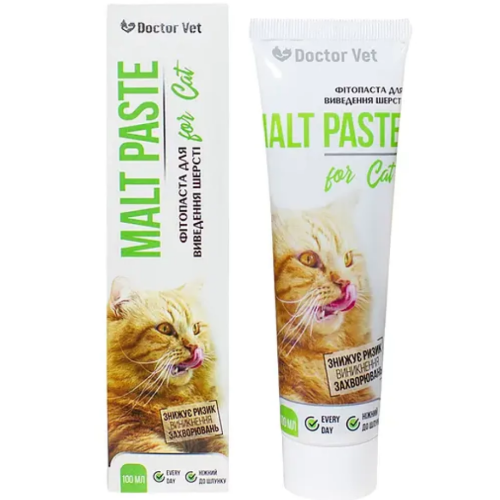 Вітаміни для котів Doctor Vet (для виведення шерсті зі шлунка) паста - 100 гр
