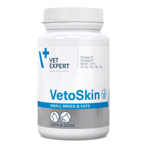 Пищевая добавка для котов и мелких пород собак Vet Expert VetoSkin Small breed & cat здоровье кожи и шерсти, капсулы - 60шт
