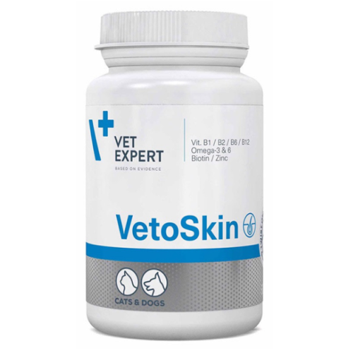 Харчова добавка для котів і собак VetExpert VetoSkin (ВетоСкін) для здоров’я шкіри та шерсті, капсули - 90 шт