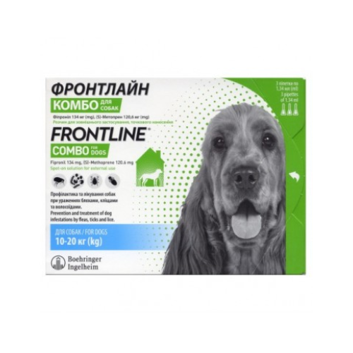 Капли на холку для собак от 10-20 кг (M) Boehringer Ingelheim Frontline Combo пипетки - 3 шт
