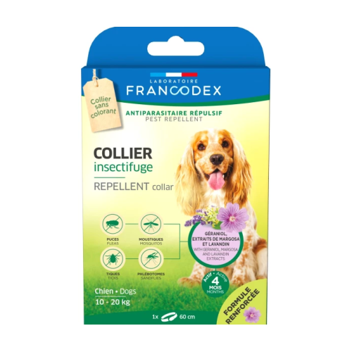 Ошейник с репеллентным действием для собак 10-20 кг LABORATOIRE FRANCODEX Repellent Collar от блох и клещей 60 см