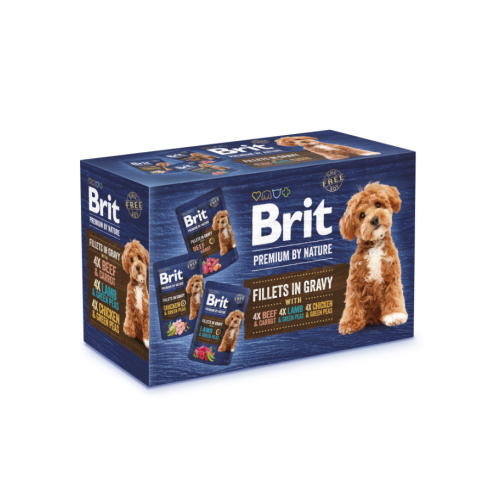 Вологий корм для собак малих порід Brit Premium Fillets in Gravy Multipack філе в соусі Мультипак 12 шт -1020 г