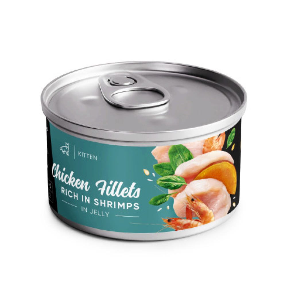 Вологий корм для кошенят Savory Chicken Fillets rich in Shrimps in Jelly for Kittens філе курки з креветками в желе -70 г