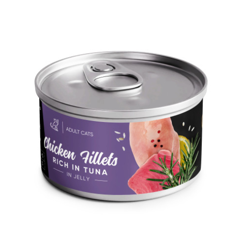 Влажный корм для взрослых котов Savory Chicken Fillets rich in Tuna in Jelly for Adult Cats филе курицы с тунцом в желе - 70 г