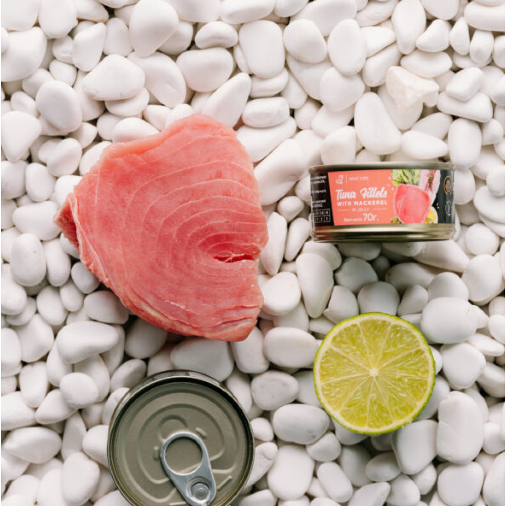 Вологий корм для дорослих котів Savory Tuna Fillets rich in Mackerel in Jelly for Adult Cats філе тунця з макреллю в желе - 70 г