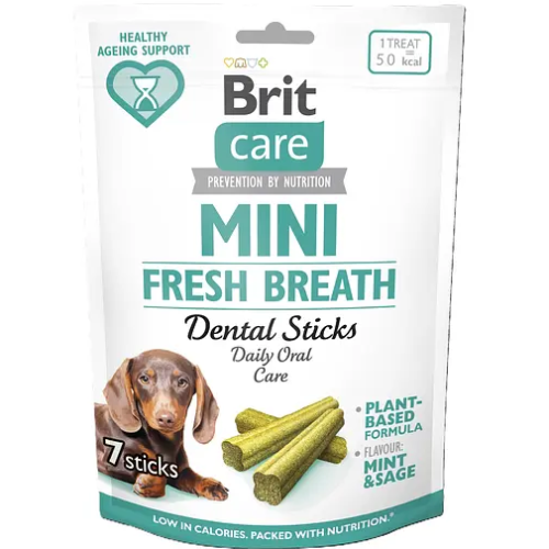 Ласощі для собак малих порід Brit Care Mini Treats Fresh Breath для зубів і свіжості подиху 7 шт - 120 г