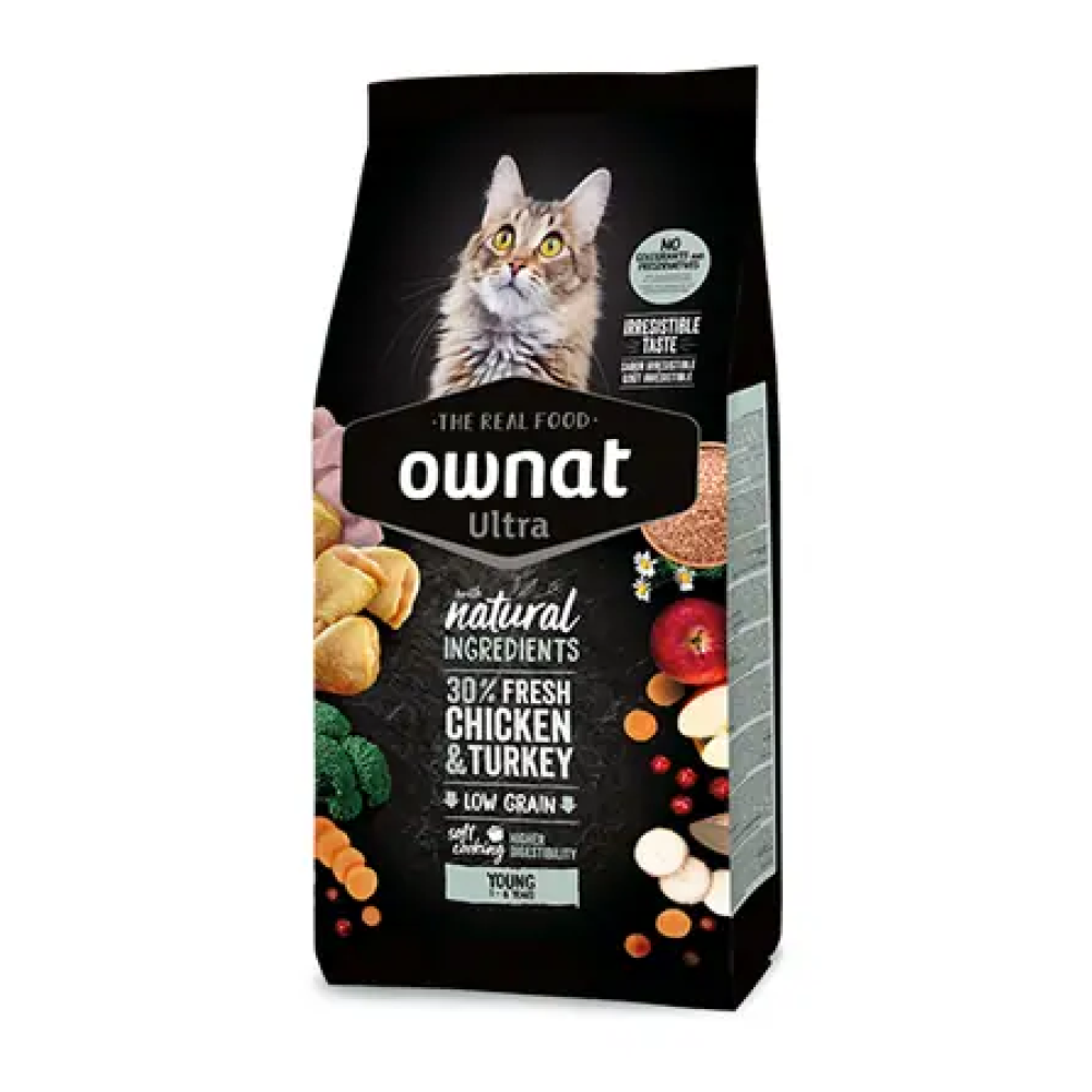 Сухой корм для кошек OWNAT ULTRA YOUNG (низкозерновой) с курицей и индейкой - 400г Сухой корм для кошек OWNAT ULTRA YOUNG (низкозерновой) с курицей и индейкой - 400г