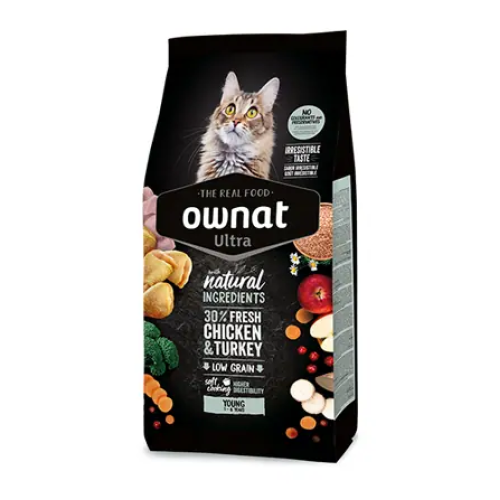 Сухой корм для кошек OWNAT ULTRA YOUNG (низкозерновой) с курицей и индейкой - 400г