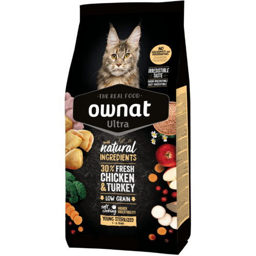 Сухой корм для стерилизованных кошек Ownat Ultra Cat Sterilised (низкозерновой) с курицей и индейкой - 400 г