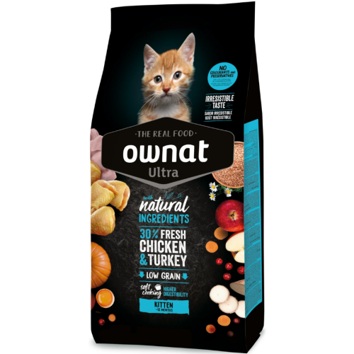 Сухой корм для котят OWNAT ULTRA KITTEN (низкозерновой) с курицей и индейкой - 400г