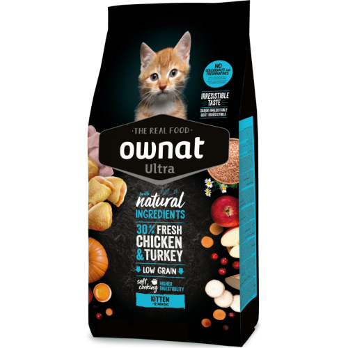 Сукхий корм для котят OWNAT ULTRA KITTEN (низкозерновой) с курицей и индейкой - 1,5 кг