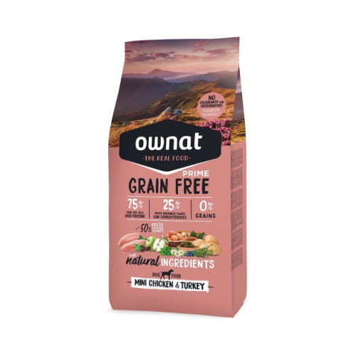 Сухой корм для собак малых пород Ownat Grain Free Dog Mini (беззерновий) с курицей и индейкой - 3кг