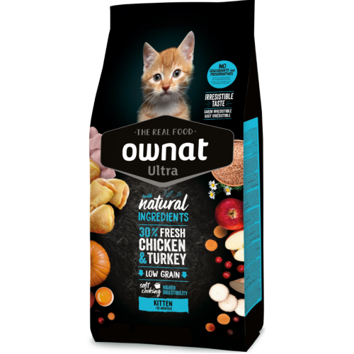 Сухой корм для котят OWNAT ULTRA KITTEN (низкозерновой) с курицей и индейкой - 3 кг Сухой корм для котят OWNAT ULTRA KITTEN (низкозерновой) с курицей и индейкой - 3 кг