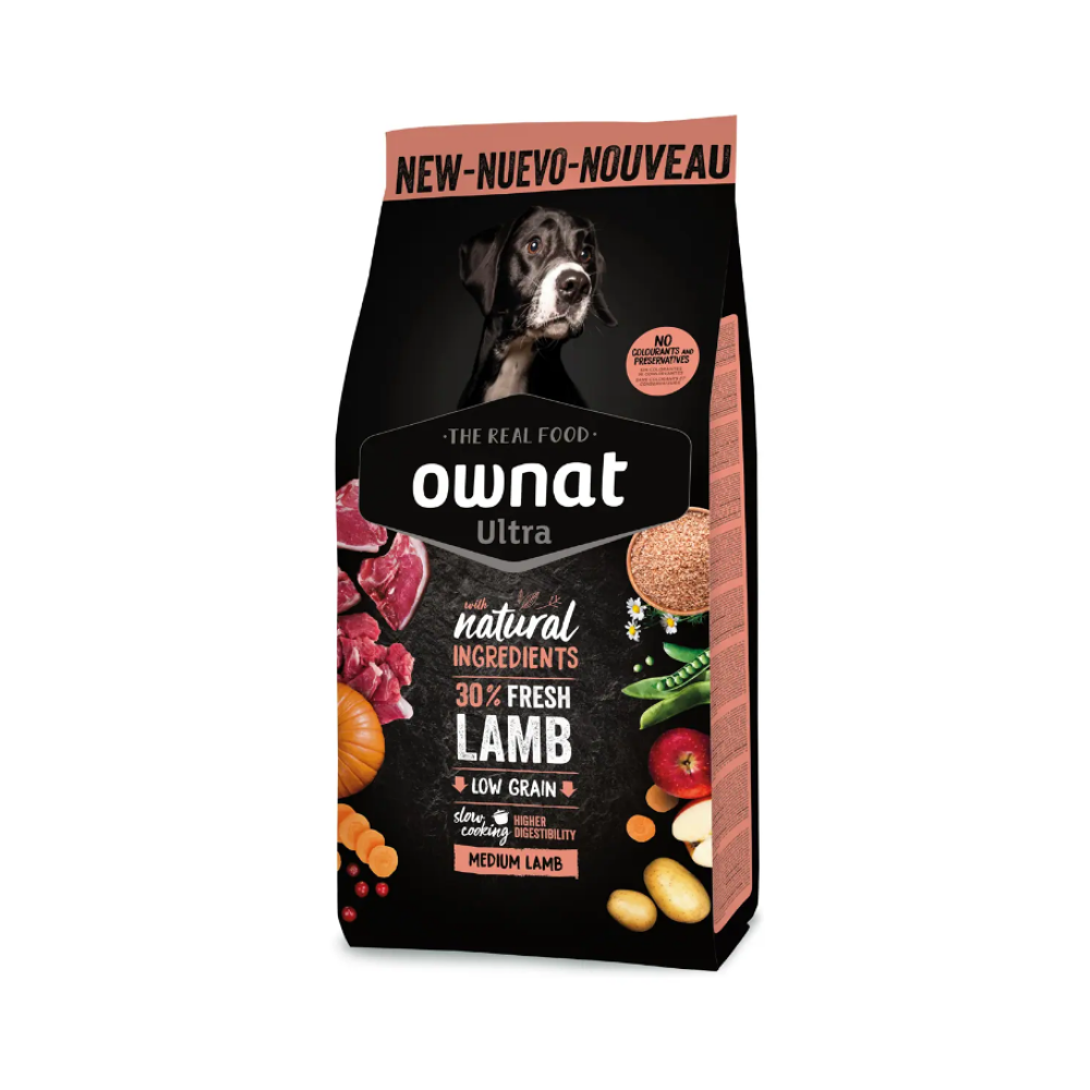 Сухой корм для собак средних пород OWNAT ULTRA MEDIUM LAMB (низкозерновой) с ягненком - 12кг Сухой корм для собак средних пород OWNAT ULTRA MEDIUM LAMB (низкозерновой) с ягненком - 12кг