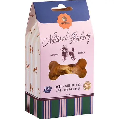 Натуральное лакомство для собак ТМ "Натюраль" Печенье с сельдью, яблоком и розмарином - 100 г