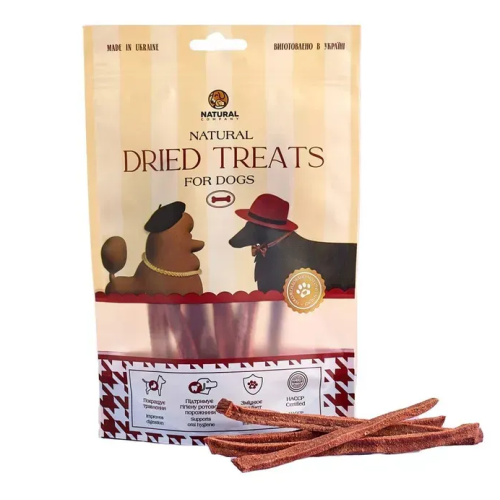 Натуральні ласощі для собак ТМ "Натюраль" Смужки з яловичини - 100 г 
