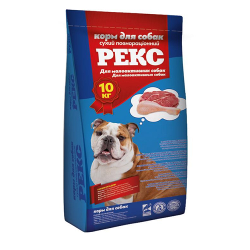 Сухой корм для малоактивных собак Рекс - 10кг