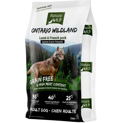 Сухий корм для дорослих собак Natura Wild Ontario Wildland з ягням та французьким поросям - 12 кг