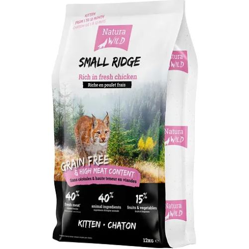 Сухий корм для кошенят, вагітних і годуючих кішок Natura Wild Small Ridge з куркою - 12 кг