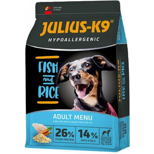 Сухий корм для собак JULIUS-K9 Fish&Rice Hypoallergenic гіпоалергенний з рибою та рисом - 3кг