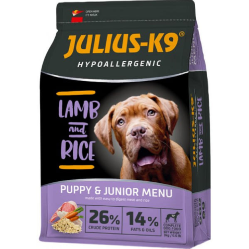 Сухий корм для цуценят JULIUS К-9 Puppy&Junior Hypoallergenic гіпоалергенний ягня та рис - 3 кг
