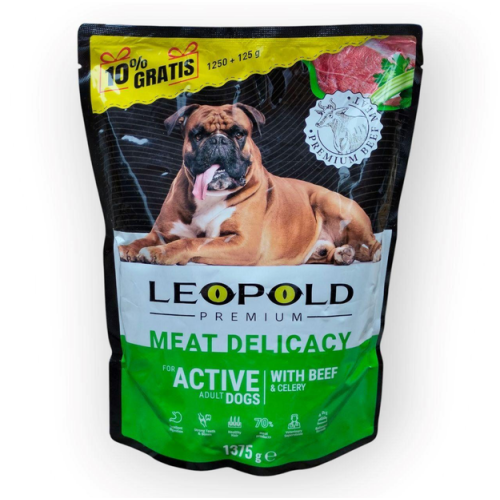 Вологий корм для собак ТМ Леопольд PREMIUM М'ясний делікатес із телятиною та селерою - 1375 г