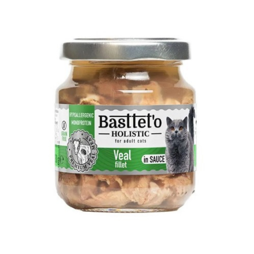 Влажный корм для кошек BASTTET`O Holistic Кусочки филе телятины в соусе, стекло - 130 г