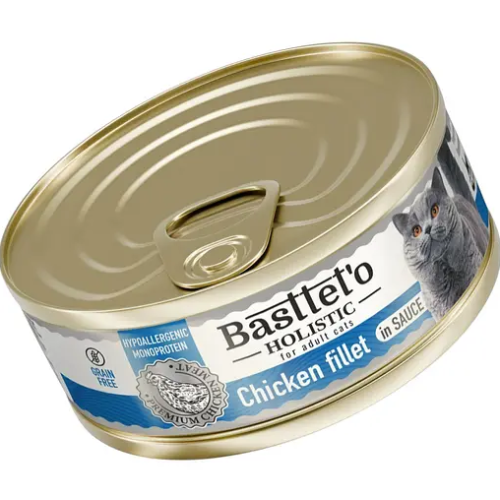Влажный корм для кошек Basttet`o Holistic кусочки филе курицы в соусе - 85 г 