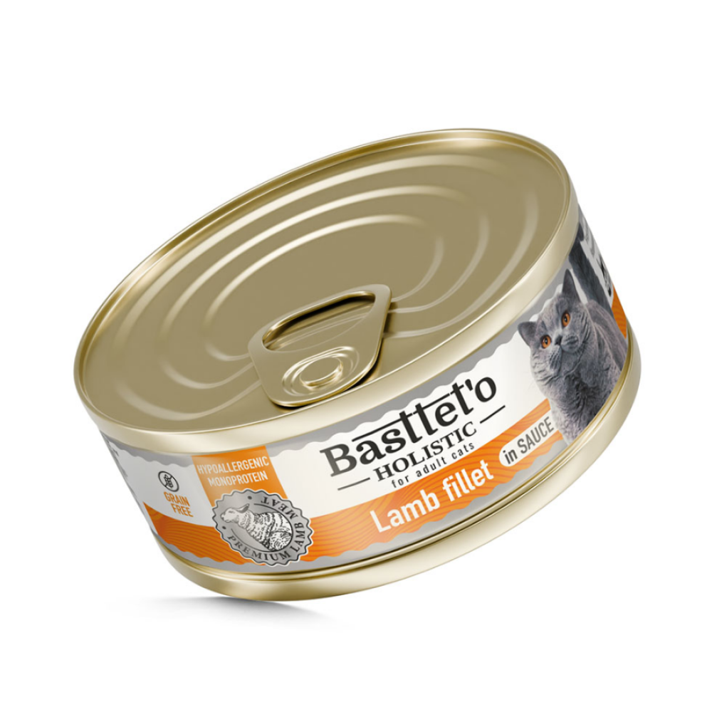 Влажный корм для кошек Basttet`o Holistic кусочки филе ягненка в соусе - 85 г
