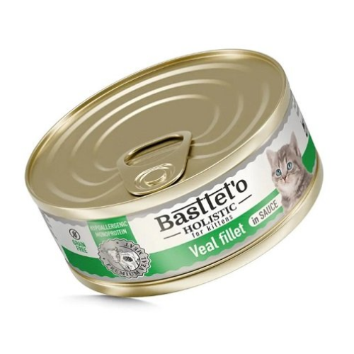 Влажный корм для котят Basttet`o Holistic кусочки филе телятины в соусе - 85 г