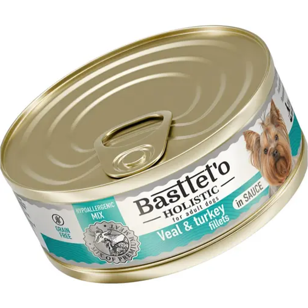 Влажный корм для собак Basttet`o Holistic микс говядина с индейкой в соусе - 85 г